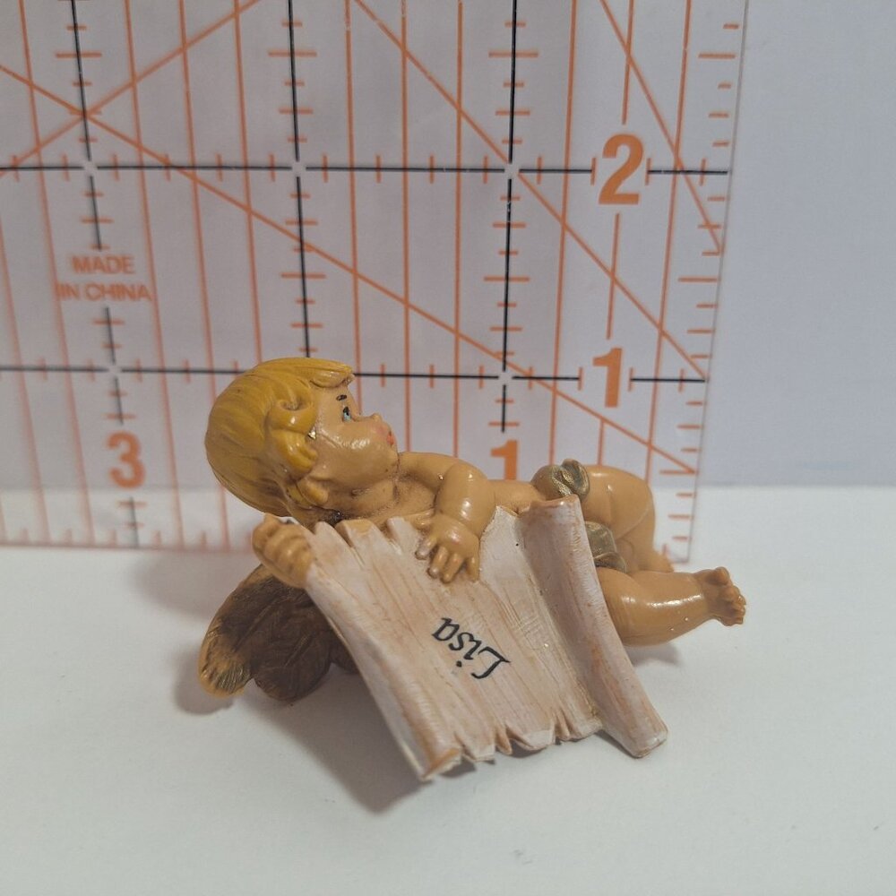 Simonette Depose Italy Cherub Angel Ornament Christmas 1987 Lisa Name Scroll - Picture 9 of 9